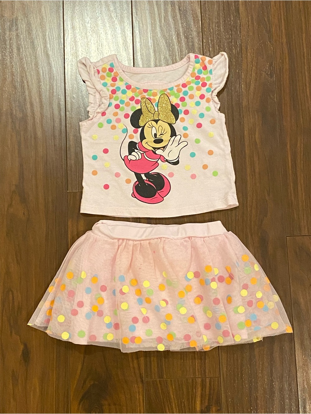 Disney Minnie Mouse shirt and tutu skirt skort 2T